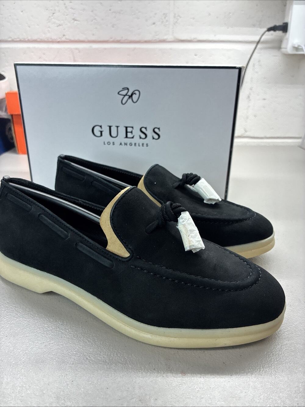 Guess Aryana Womens Black Suede Tassel Loafers Slip On Shoes GWARYANA 5M